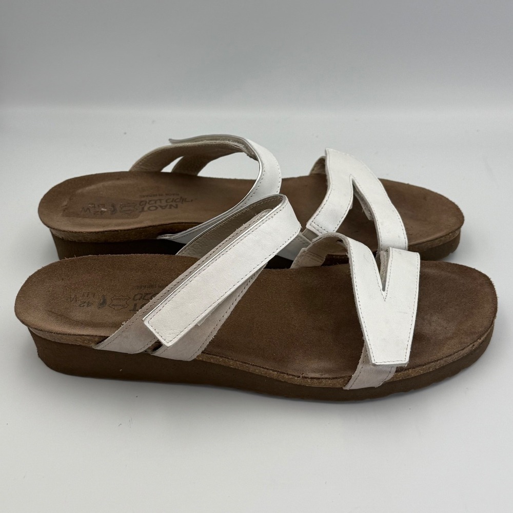 Naot Presley Women White Leather Slide Sandals Adjustable Straps Size 42 L11